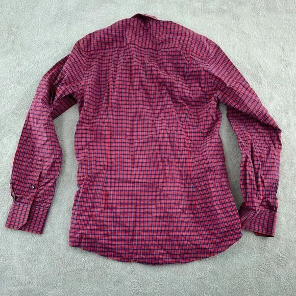 Eaton Plaid Slim fit Shirt Long Sleeve Button Down Mens 16 Blue Red 4202 - Picture 5 of 7